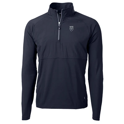 Men's Cutter & Buck Navy Emory Eagles Adapt Eco Knit Hybrid Recycled Quarter-Zip Pullover Top