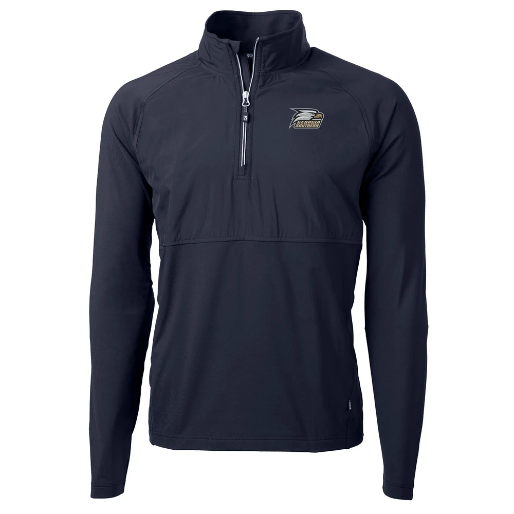 Men's Cutter & Buck Navy Georgia Southern Eagles Adapt Eco Knit Hybrid Recycled Quarter-Zip Pullover Top