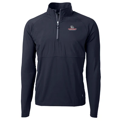 Men's Cutter & Buck Navy Gonzaga Bulldogs Adapt Eco Knit Hybrid Recycled Quarter-Zip Pullover Top