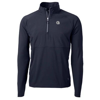 Men's Cutter & Buck Navy Georgetown Hoyas Adapt Eco Knit Hybrid Recycled Quarter-Zip Pullover Top