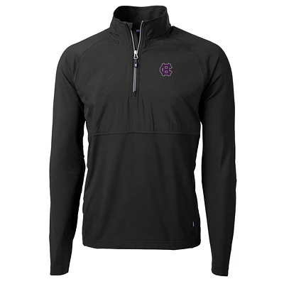 Men's Cutter & Buck Black Holy Cross Crusaders Adapt Eco Knit Hybrid Recycled Quarter-Zip Pullover Top
