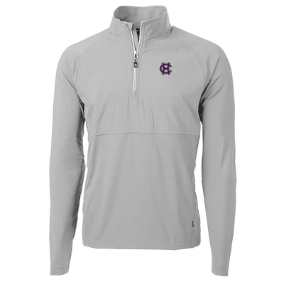 Men's Cutter & Buck Silver Holy Cross Crusaders Adapt Eco Knit Hybrid Recycled Quarter-Zip Pullover Top
