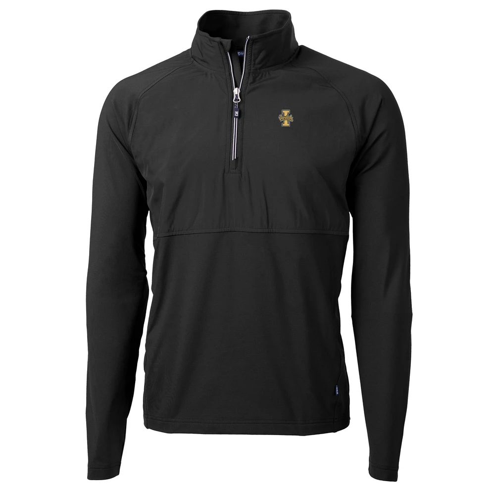 Men's Cutter & Buck Black Idaho Vandals Adapt Eco Knit Hybrid Recycled Quarter-Zip Pullover Top