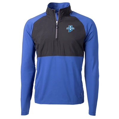 Men's Cutter & Buck Royal/Black Indiana State Sycamores Adapt Eco Knit Hybrid Recycled Quarter-Zip Pullover Top
