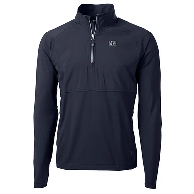 Men's Cutter & Buck Navy Jackson State Tigers Adapt Eco Knit Hybrid Recycled Quarter-Zip Pullover Top