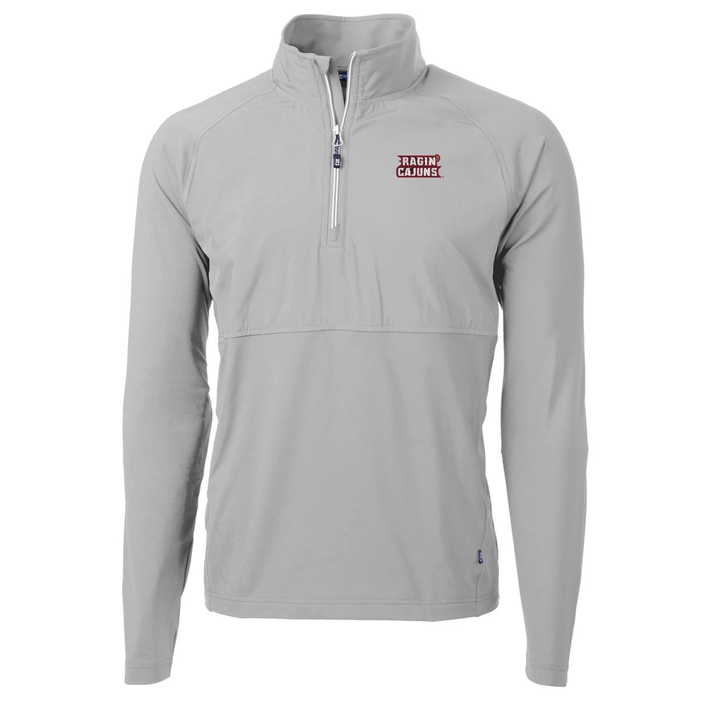 Men's Cutter & Buck Silver Louisiana Ragin' Cajuns Adapt Eco Knit Hybrid Recycled Quarter-Zip Pullover Top
