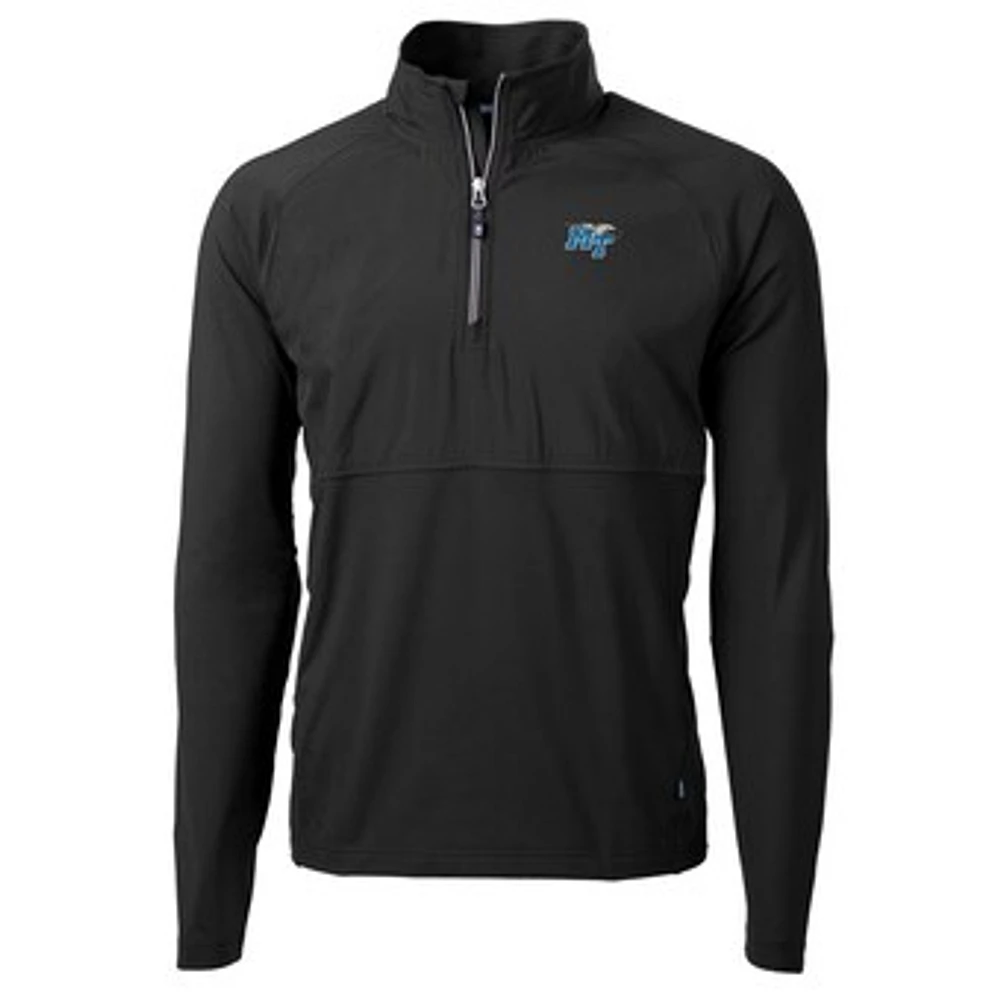 Men's Cutter & Buck Black MTSU Blue Raiders Adapt Eco Knit Hybrid Recycled Quarter-Zip Pullover Top