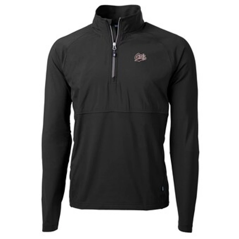 Men's Cutter & Buck Black Montana Grizzlies Adapt Eco Knit Hybrid Recycled Quarter-Zip Pullover Top