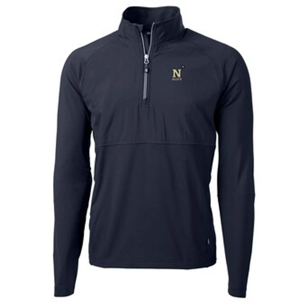 Men's Cutter & Buck Navy Midshipmen Adapt Eco Knit Hybrid Recycled Quarter-Zip Pullover Top