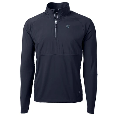 Men's Cutter & Buck Navy Villanova Wildcats Adapt Eco Knit Hybrid Recycled Quarter-Zip Pullover Top