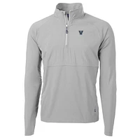 Men's Cutter & Buck Silver Villanova Wildcats Adapt Eco Knit Hybrid Recycled Quarter-Zip Pullover Top