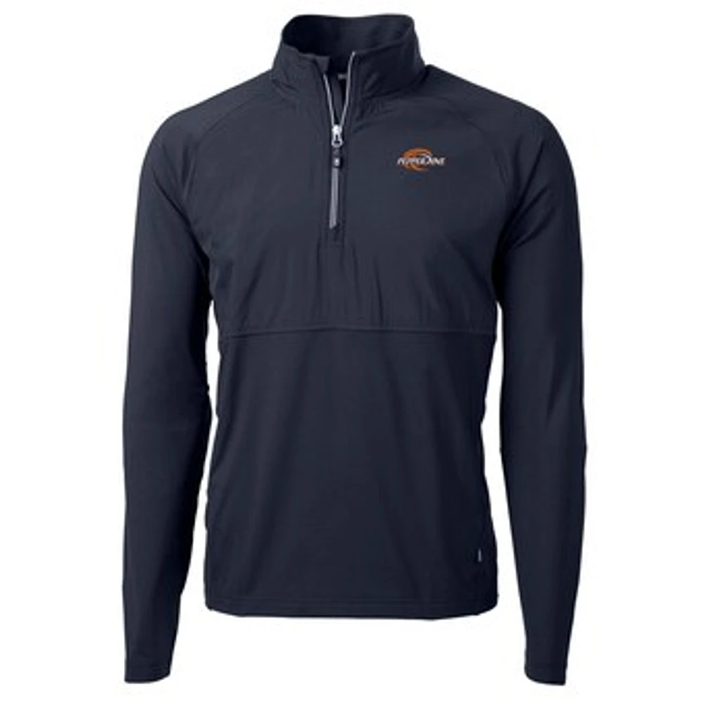 Men's Cutter & Buck Navy Pepperdine Waves Adapt Eco Knit Hybrid Recycled Quarter-Zip Pullover Top