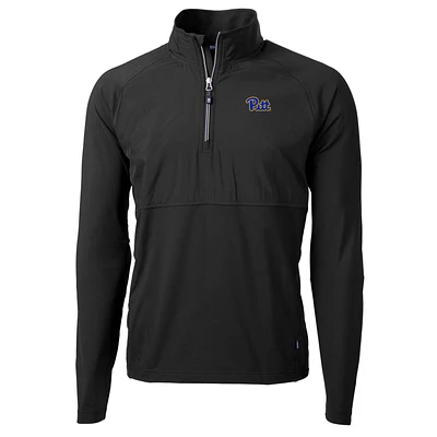 Men's Cutter & Buck Black Pitt Panthers Adapt Eco Knit Hybrid Recycled Quarter-Zip Pullover Top