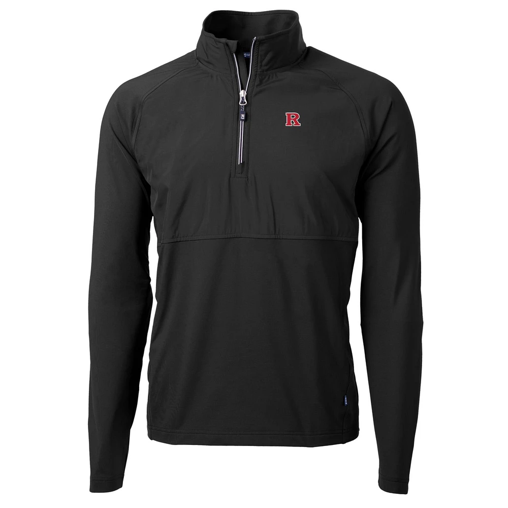 Men's Cutter & Buck Black Rutgers Scarlet Knights Adapt Eco Knit Hybrid Recycled Quarter-Zip Pullover Top