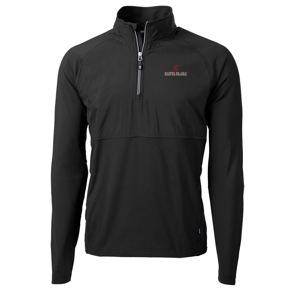 Men's Cutter & Buck Black Santa Clara Broncos Adapt Eco Knit Hybrid Recycled Quarter-Zip Pullover Top