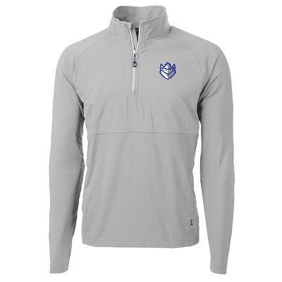 Men's Cutter & Buck Silver Saint Louis Billikens Adapt Eco Knit Hybrid Recycled Quarter-Zip Pullover Top