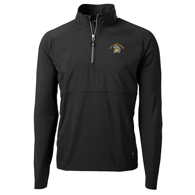 Men's Cutter & Buck Black San Jose State Spartans Adapt Eco Knit Hybrid Recycled Quarter-Zip Pullover Top