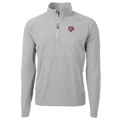 Men's Cutter & Buck Silver Texas A&M Aggies Adapt Eco Knit Hybrid Recycled Quarter-Zip Pullover Top