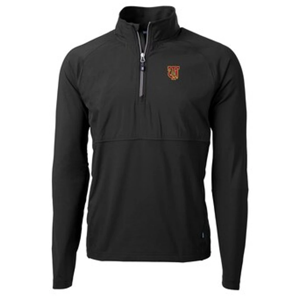 Men's Cutter & Buck Black Tuskegee Golden Tigers Adapt Eco Knit Hybrid Recycled Quarter-Zip Pullover Top