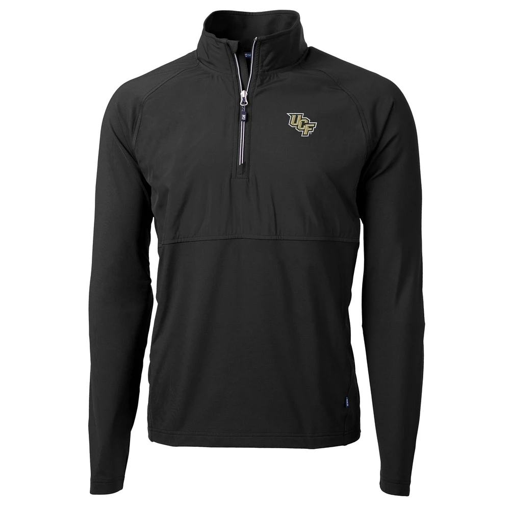 Men's Cutter & Buck Black UCF Knights Adapt Eco Knit Hybrid Recycled Quarter-Zip Pullover Top