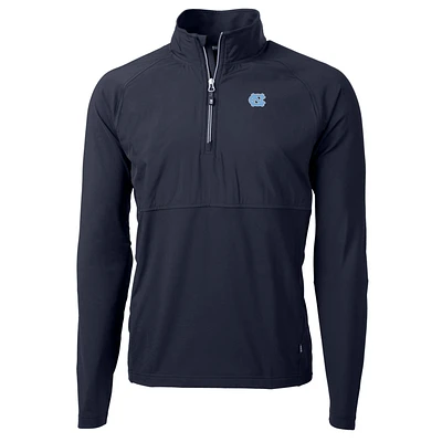 Men's Cutter & Buck Carolina /Navy North Tar Heels Adapt Eco Knit Hybrid Recycled Quarter-Zip Pullover Top