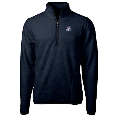 Men's Cutter & Buck Navy Arizona Wildcats Team Logo Cascade Eco Sherpa Fleece Quarter-Zip Pullover Jacket