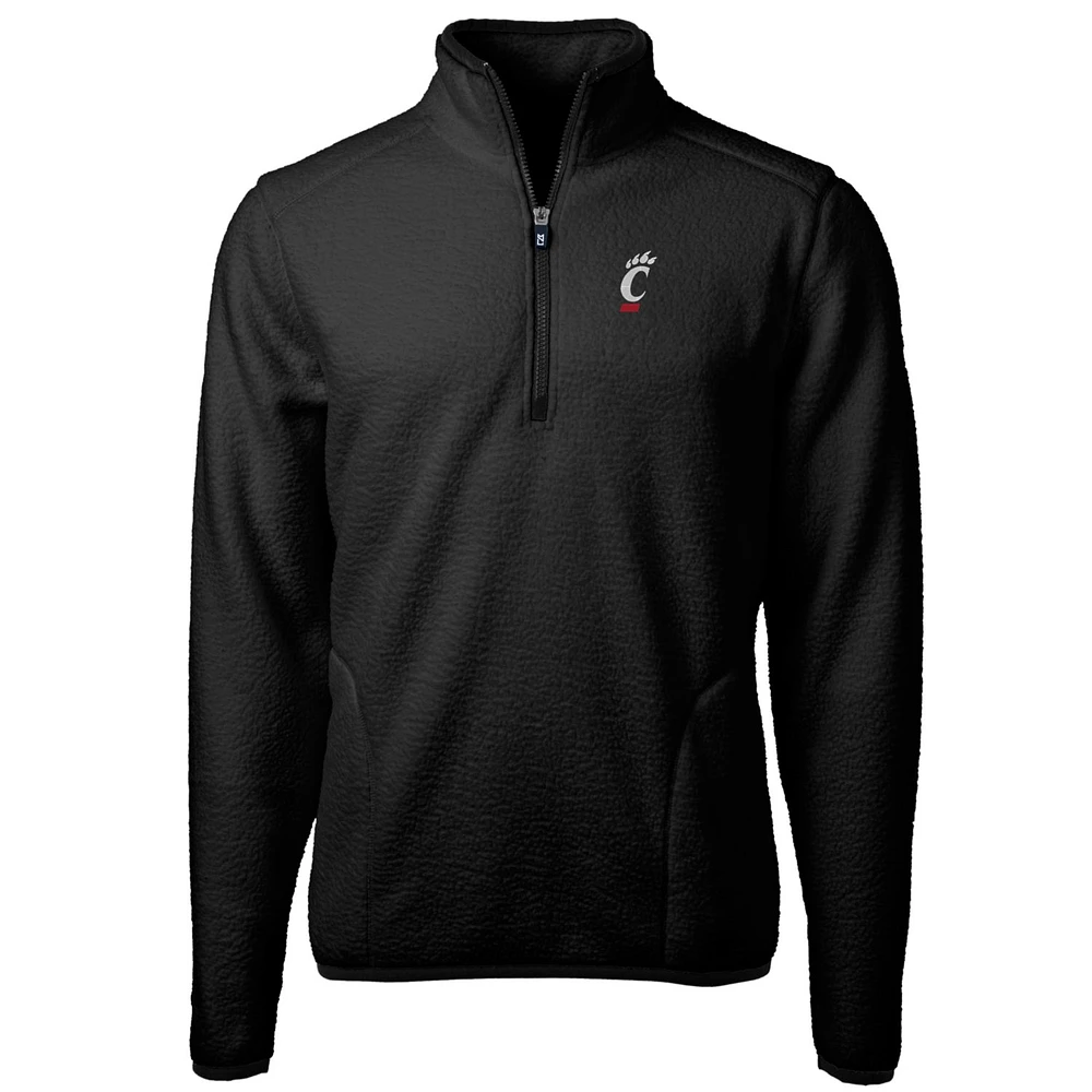 Men's Cutter & Buck Black Cincinnati Bearcats Team Logo Cascade Eco Sherpa Fleece Quarter-Zip Pullover Jacket
