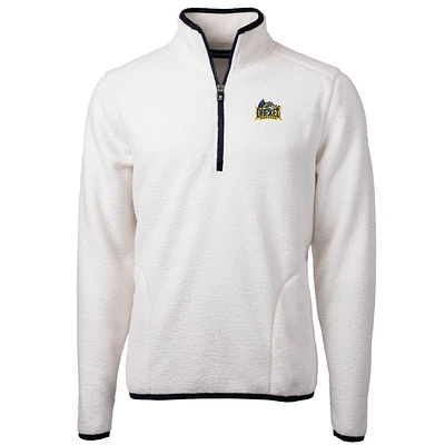 Men's Cutter & Buck Cream Drexel Dragons Team Logo Cascade Eco Sherpa Fleece Quarter-Zip Pullover Jacket