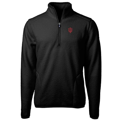 Men's Cutter & Buck Black Indiana Hoosiers Team Logo Cascade Eco Sherpa Fleece Quarter-Zip Pullover Jacket