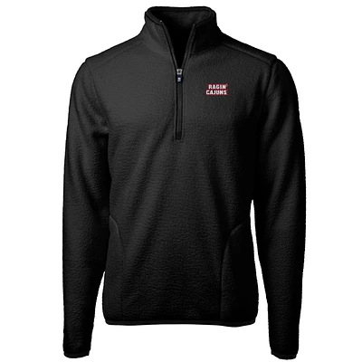 Men's Cutter & Buck Black Louisiana Ragin' Cajuns Team Logo Cascade Eco Sherpa Fleece Quarter-Zip Pullover Jacket