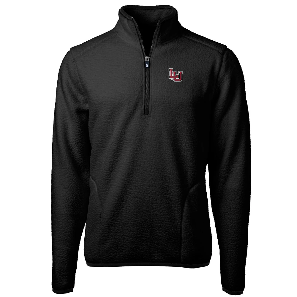 Men's Cutter & Buck Black Lamar Cardinals Team Logo Cascade Eco Sherpa Fleece Quarter-Zip Pullover Jacket