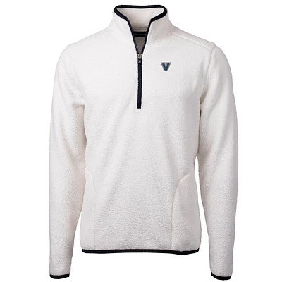 Men's Cutter & Buck Cream Villanova Wildcats Team Logo Cascade Eco Sherpa Fleece Quarter-Zip Pullover Jacket