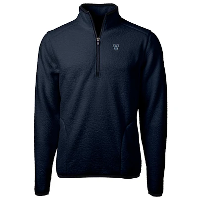 Men's Cutter & Buck Navy Villanova Wildcats Team Logo Cascade Eco Sherpa Fleece Quarter-Zip Pullover Jacket