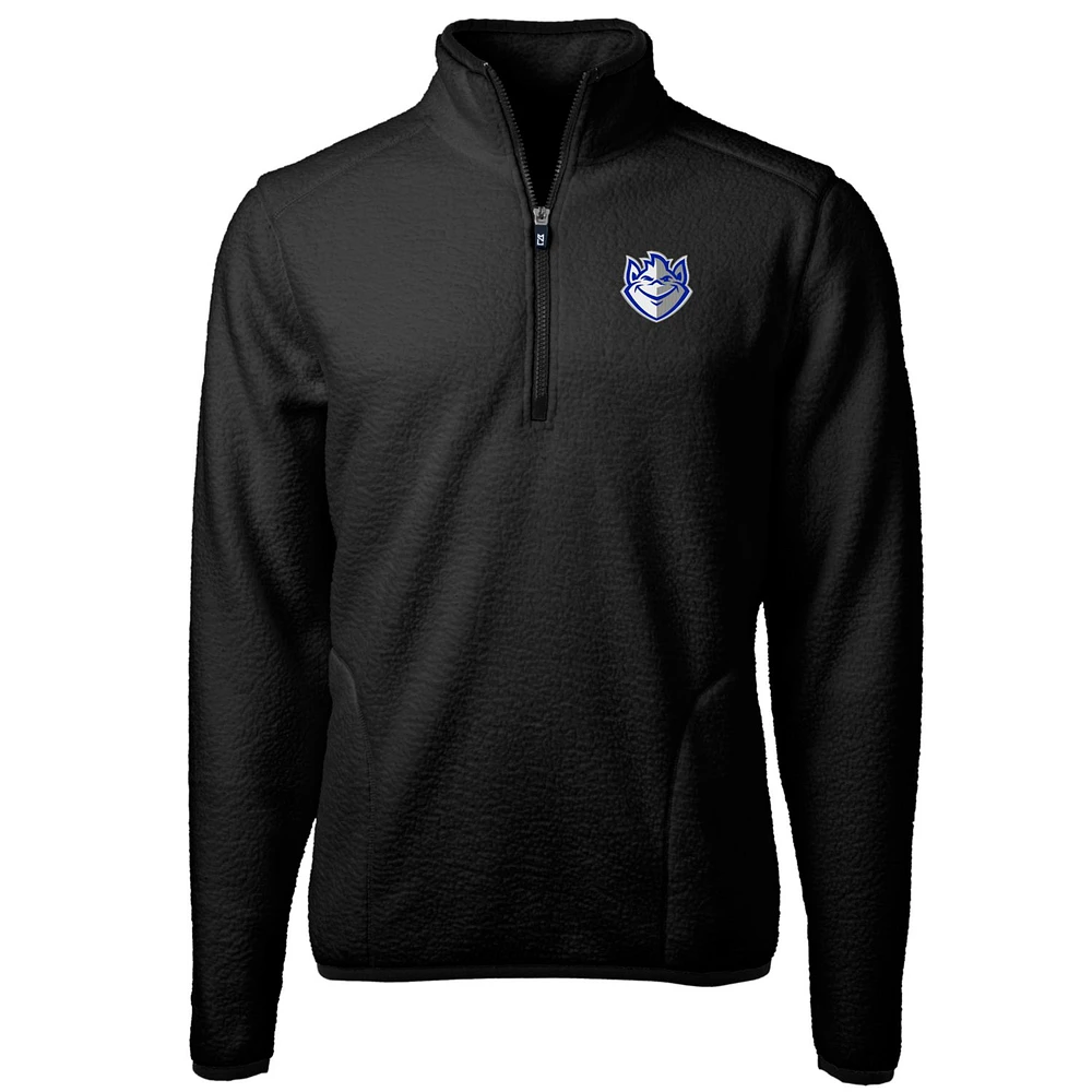 Men's Cutter & Buck Black Saint Louis Billikens Team Logo Cascade Eco Sherpa Fleece Quarter-Zip Pullover Jacket