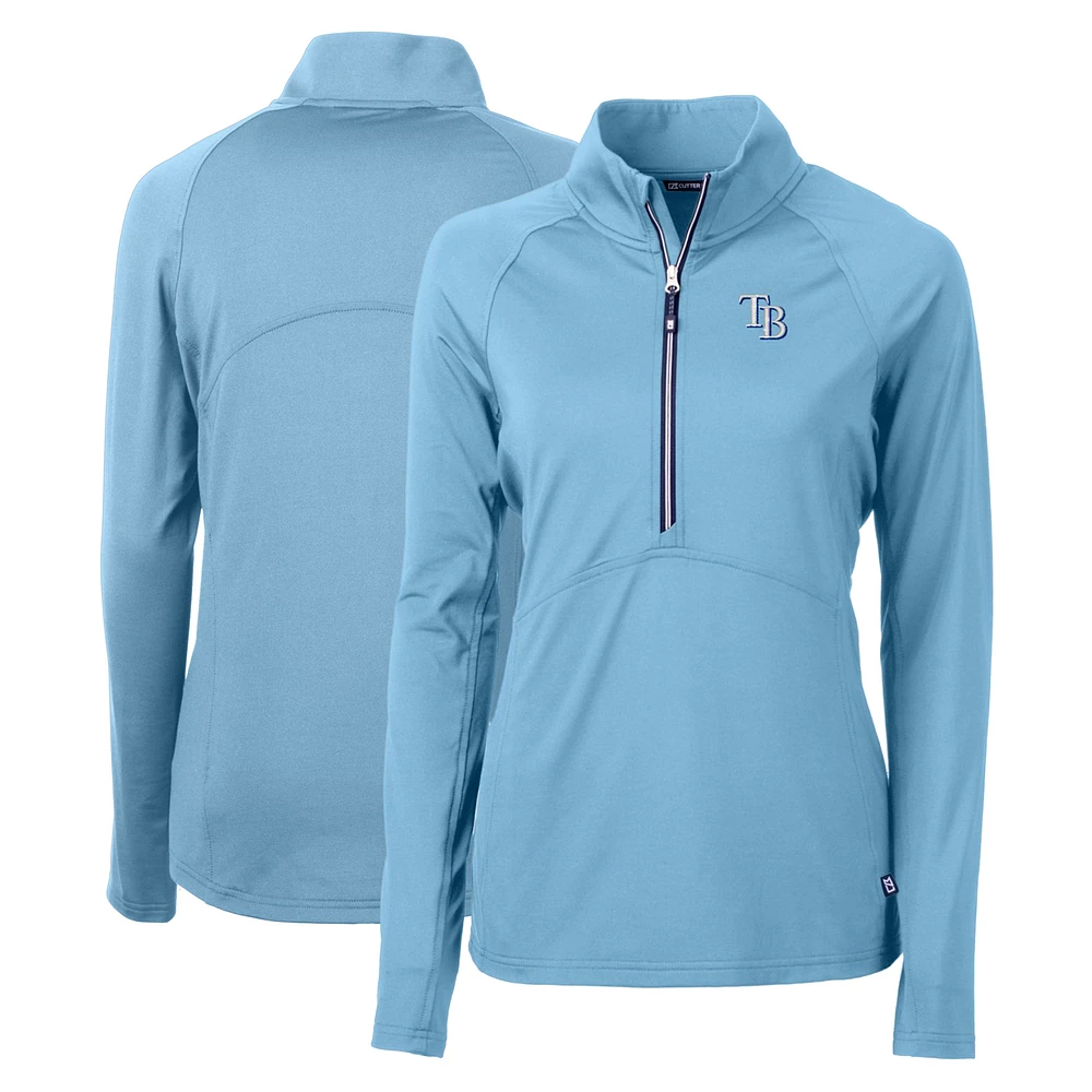 Women's Cutter & Buck Light Blue Tampa Bay Rays Adapt Eco Knit Stretch Recycled Half-Zip Pullover Top