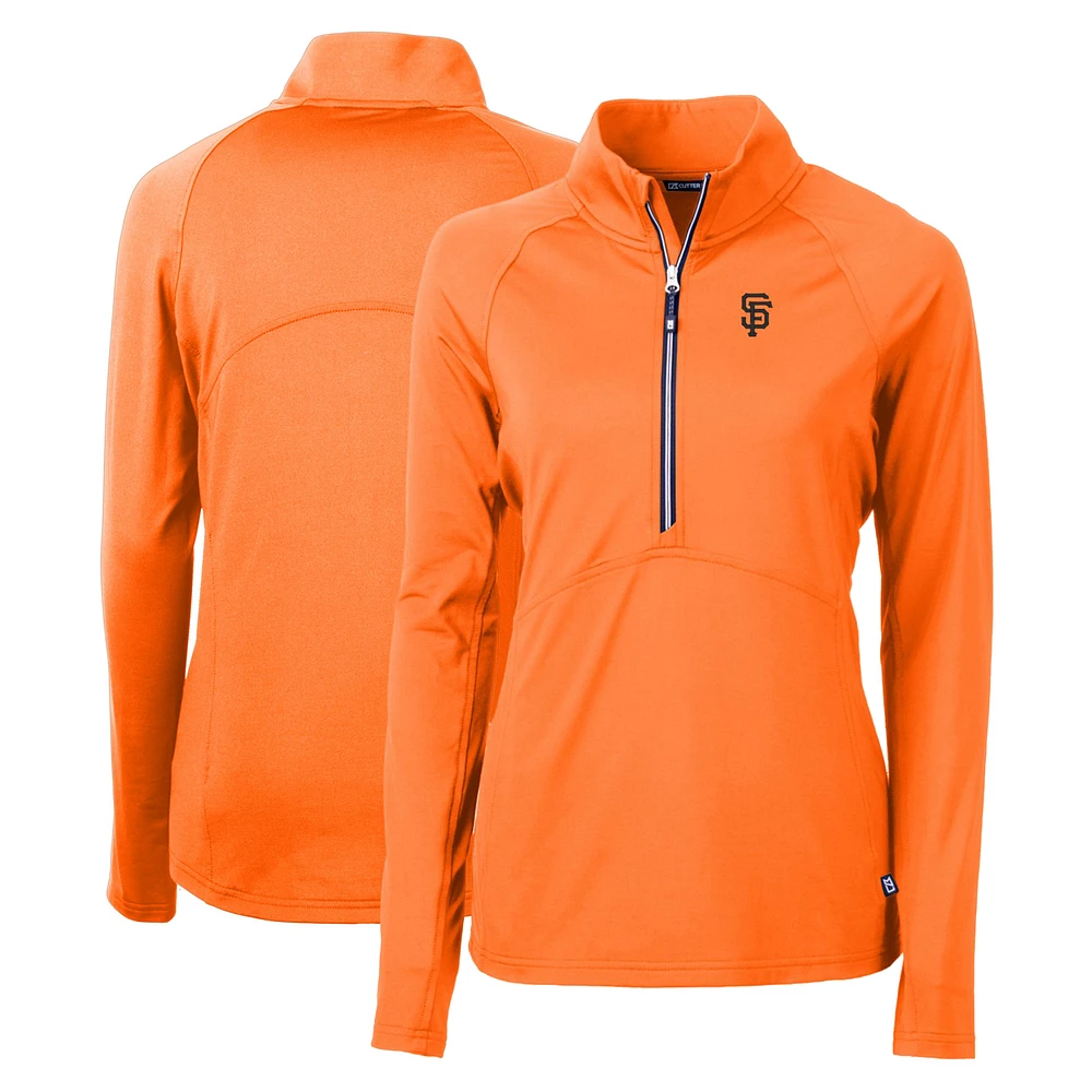 Women's Cutter & Buck Orange San Francisco Giants Adapt Eco Knit Stretch Recycled Half-Zip Pullover Top