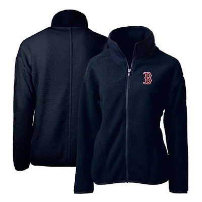 Women's Cutter & Buck Navy Boston Red Sox Cascade Eco Sherpa Fleece Full-Zip Jacket