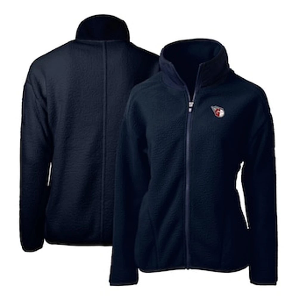Women's Cutter & Buck Navy Cleveland Guardians Cascade Eco Sherpa Fleece Full-Zip Jacket