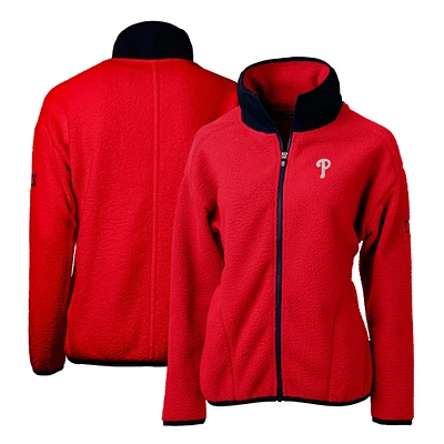 Women's Cutter & Buck Red Philadelphia Phillies Cascade Eco Sherpa Fleece Full-Zip Jacket