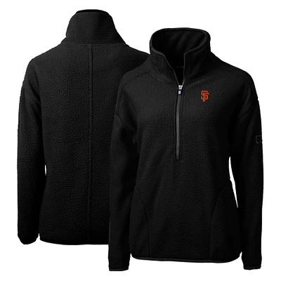Women's Cutter & Buck Black San Francisco Giants Cascade Eco Sherpa Fleece Quarter-Zip Pullover Jacket