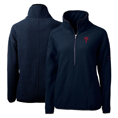Women's Cutter & Buck Navy Philadelphia Phillies Cascade Eco Sherpa Fleece Quarter-Zip Pullover Jacket