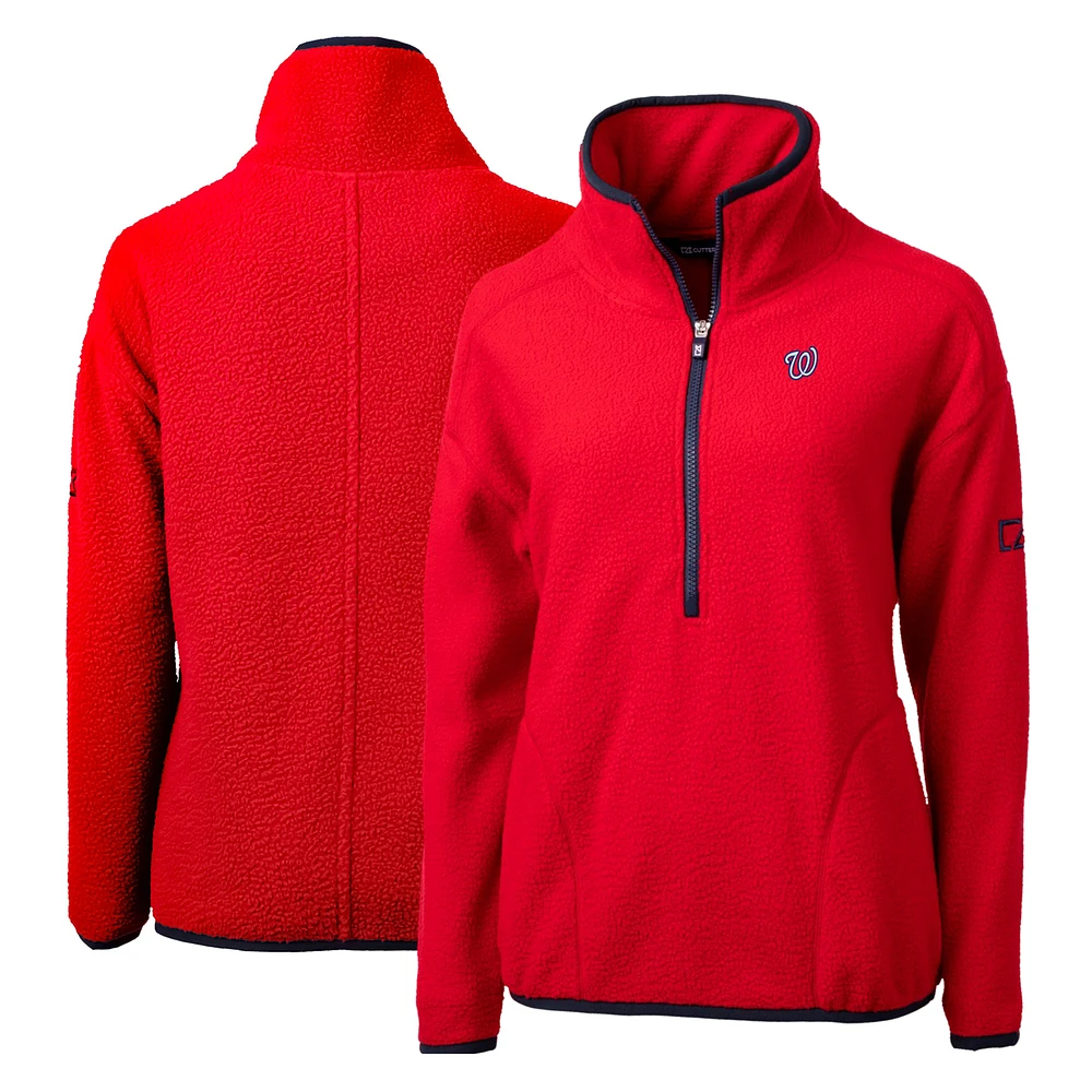 Women's Cutter & Buck Red Washington Nationals Cascade Eco Sherpa Fleece Quarter-Zip Pullover Jacket