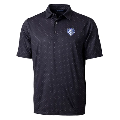 Men's Cutter & Buck Black Saint Louis Billikens Pike Double Dot Print Stretch Polo