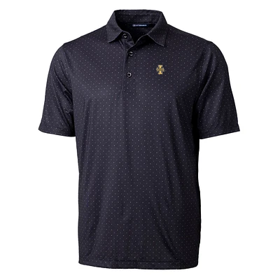 Men's Cutter & Buck Black Idaho Vandals Pike Double Dot Print Stretch Polo