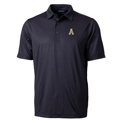 Men's Cutter & Buck Black Appalachian State Mountaineers Pike Double Dot Print Stretch Polo