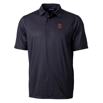 Men's Cutter & Buck Black Cornell Big Red Pike Double Dot Print Stretch Polo