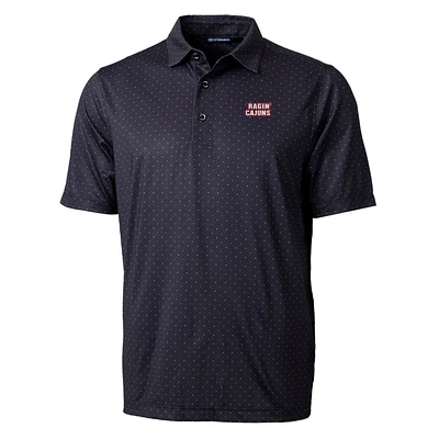 Men's Cutter & Buck Black Louisiana Ragin' Cajuns Pike Double Dot Print Stretch Polo