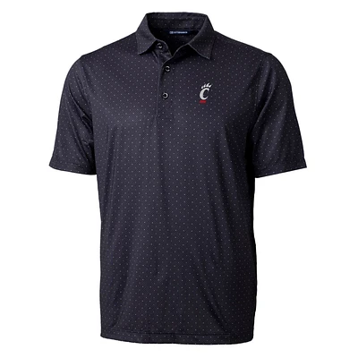 Men's Cutter & Buck Black Cincinnati Bearcats Pike Double Dot Print Stretch Polo