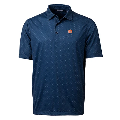 Men's Cutter & Buck Navy Auburn Tigers Pike Double Dot Print Stretch Polo