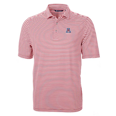 Men's Cutter & Buck Red Arizona Wildcats Team Virtue Eco Pique Stripe Recycled Polo